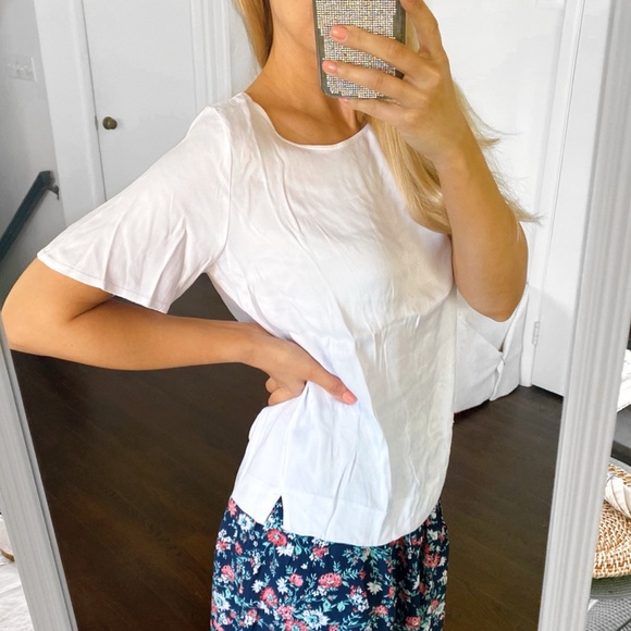 π STREET ONE WHITE LOOSE SILKY SUMMER TOP! - Picture 3 of 9